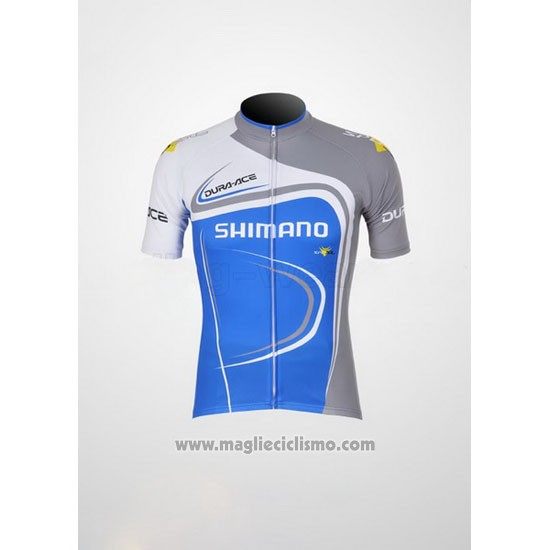 2011 Abbigliamento Ciclismo Shimano Blu e Bianco Manica Corta e Salopette
