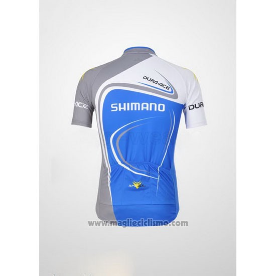 2011 Abbigliamento Ciclismo Shimano Blu e Bianco Manica Corta e Salopette