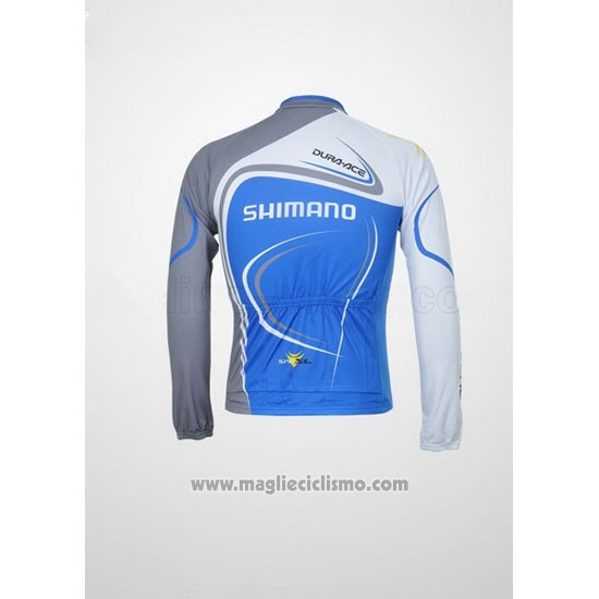 2011 Abbigliamento Ciclismo Shimano Blu e Grigio Manica Lunga e Salopette