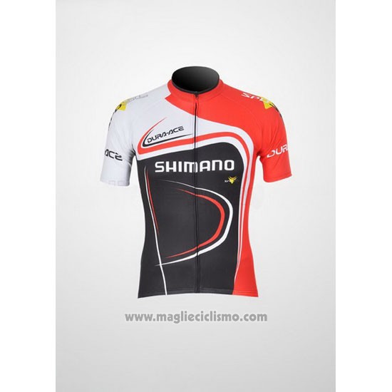 2011 Abbigliamento Ciclismo Shimano Rosso e Nero Manica Corta e Salopette