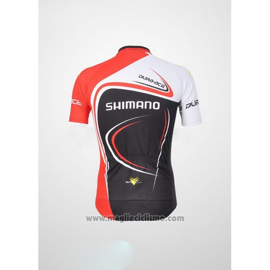 2011 Abbigliamento Ciclismo Shimano Rosso e Nero Manica Corta e Salopette