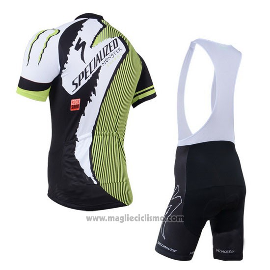 2014 Abbigliamento Ciclismo Specialized Nero e Verde Manica Corta e Salopette