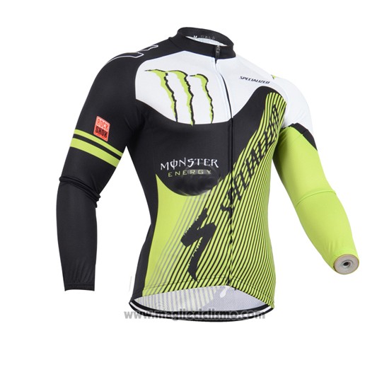 2014 Abbigliamento Ciclismo Specialized Nero e Verde Manica Lunga e Salopette