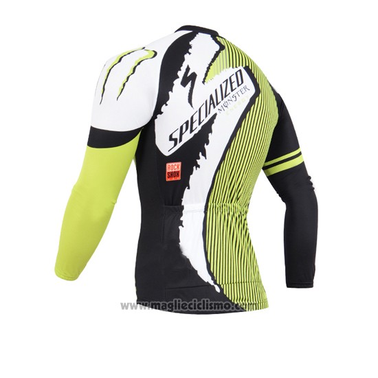 2014 Abbigliamento Ciclismo Specialized Nero e Verde Manica Lunga e Salopette