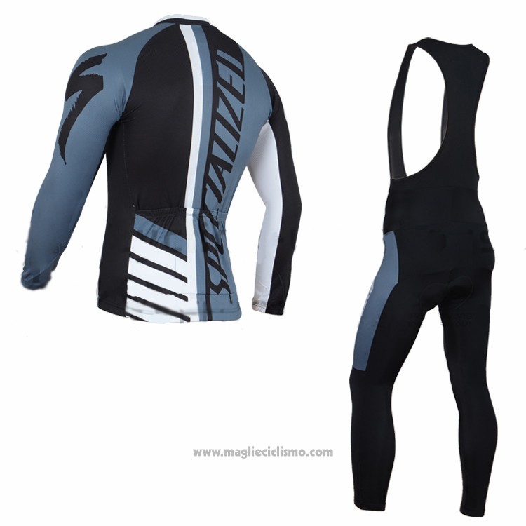 2016 Abbigliamento Ciclismo Specialized Bianco e Blu Manica Lunga e Salopette