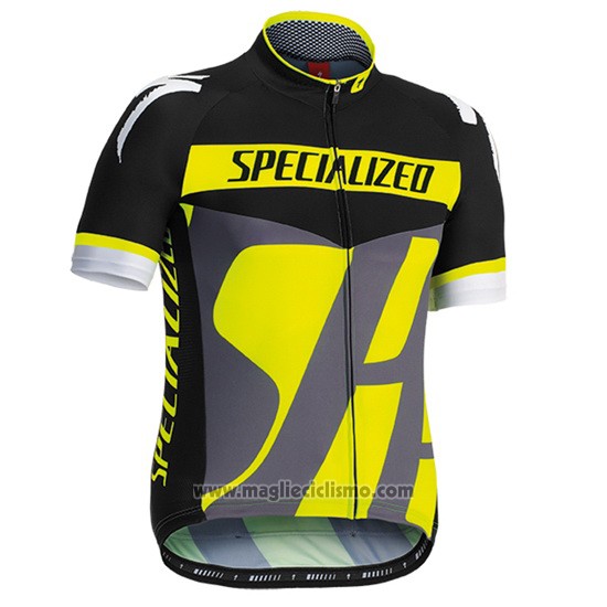 2016 Abbigliamento Ciclismo Specialized Grigio e Giallo Manica Corta e Salopette