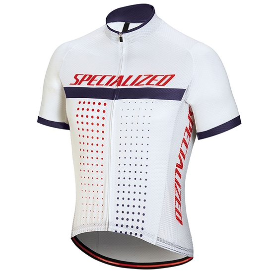 2018 Abbigliamento Ciclismo Specialized Bianco Rosso Viola Manica Corta e Salopette