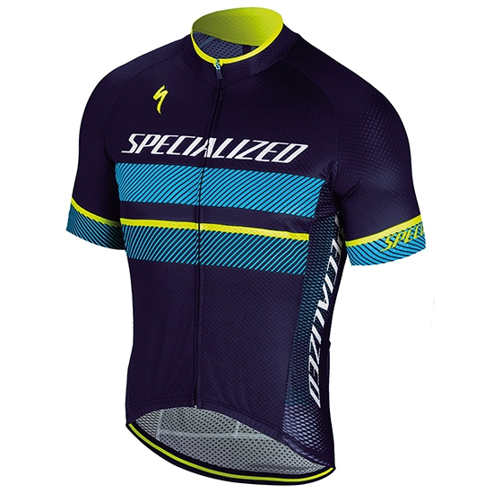 2018 Abbigliamento Ciclismo Specialized Blu Giallo Bianco Manica Corta e Salopette