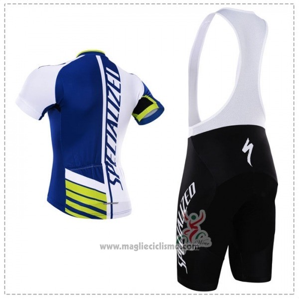 2018 Abbigliamento Ciclismo Specialized Blu Verde Bianco Manica Corta e Salopette