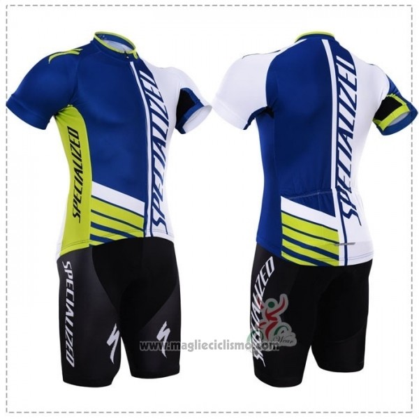 2018 Abbigliamento Ciclismo Specialized Blu Verde Bianco Manica Corta e Salopette
