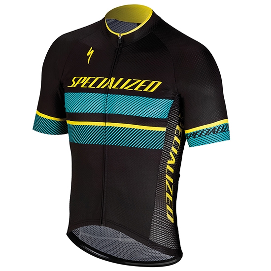 2018 Abbigliamento Ciclismo Specialized Nero Blu Giallo Manica Corta e Salopette