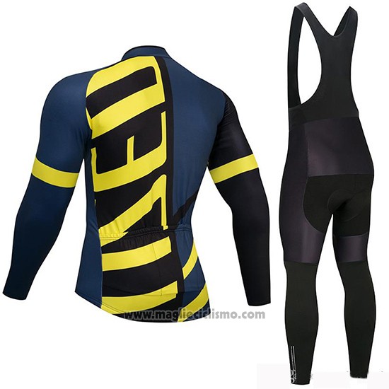 2019 Abbigliamento Ciclismo Specialized Nero Blu Giallo Manica Lunga e Salopette
