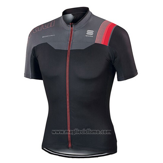2017 Abbigliamento Ciclismo Sportful Nero e Rosso Manica Corta e Salopette