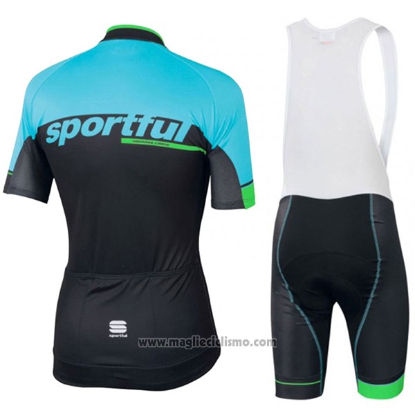 2017 Abbigliamento Ciclismo Sportful Sc Azzurro e Nero Manica Corta e Salopette