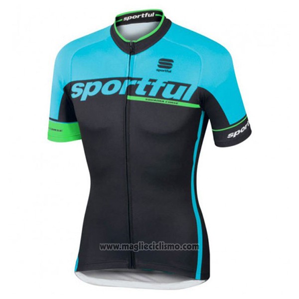 2017 Abbigliamento Ciclismo Sportful Sc Azzurro e Nero Manica Corta e Salopette