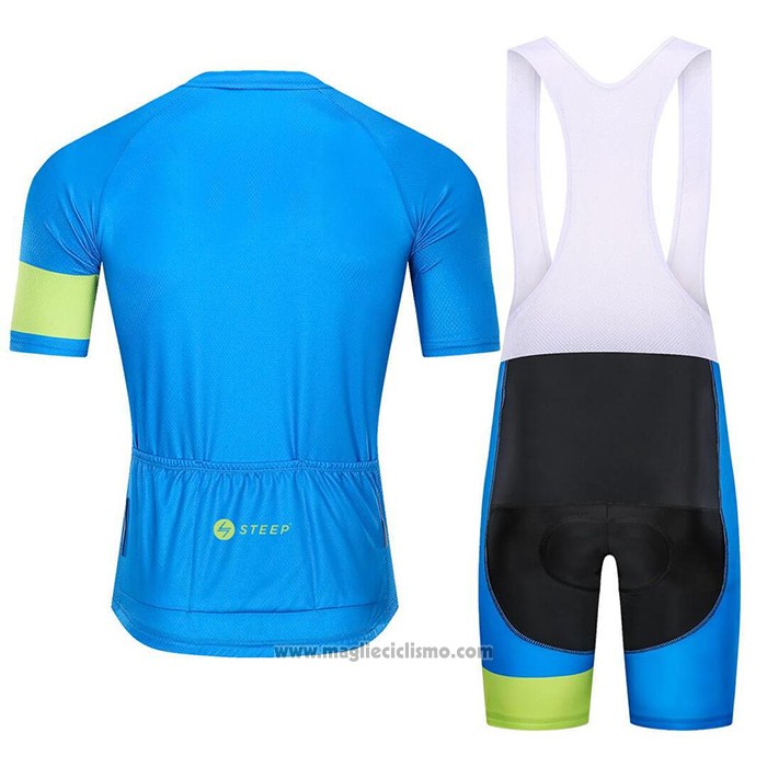 2021 Abbigliamento Ciclismo Steep Blu Verde Manica Corta e Salopette