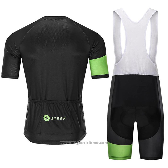 2021 Abbigliamento Ciclismo Steep Nero Verde Manica Corta e Salopette