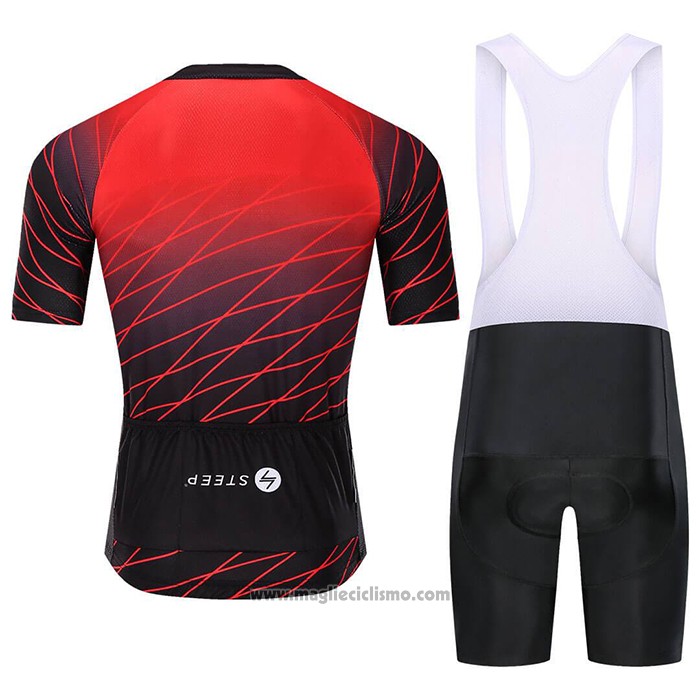 2021 Abbigliamento Ciclismo Steep Rosso Manica Corta e Salopette