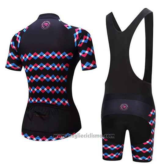 2019 Abbigliamento Ciclismo Donne Teleyi Viola Nero Manica Corta e Salopette