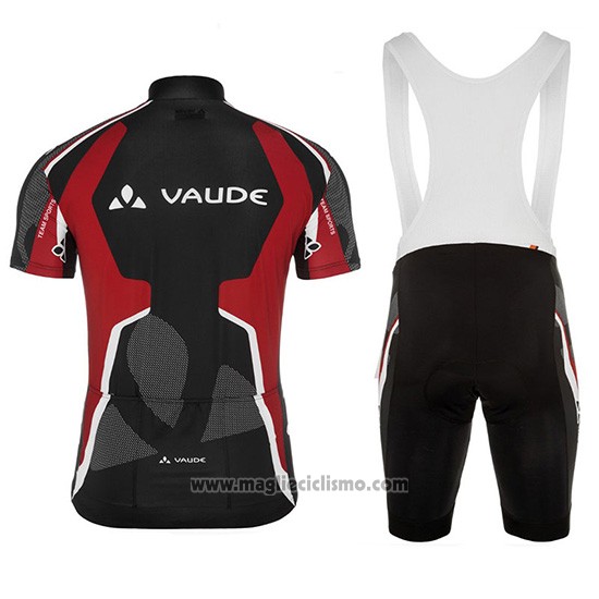 2018 Abbigliamento Ciclismo Vaude Nero e Rosso Manica Corta e Salopette