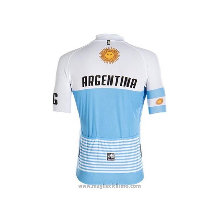 2020 Abbigliamento Ciclismo Argentina Bianco Blu Manica Corta e Salopette