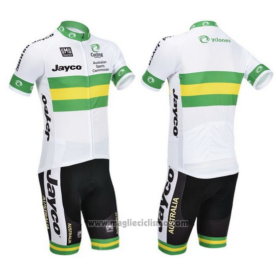 2013 Abbigliamento Ciclismo Australia Bianco e Verde Manica Corta e Salopette