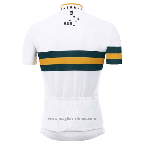 2017 Abbigliamento Ciclismo Australia Bianco e Giallo Manica Corta e Salopette