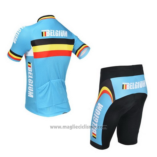 2013 Abbigliamento Ciclismo Belgio Azzurro e Nero Manica Corta e Salopette