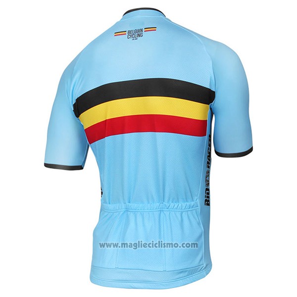 2017 Abbigliamento Ciclismo Belgio Celeste Manica Corta e Salopette