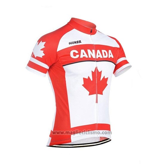 2018 Abbigliamento Ciclismo Canada Arancione e Bianco Manica Corta e Salopette
