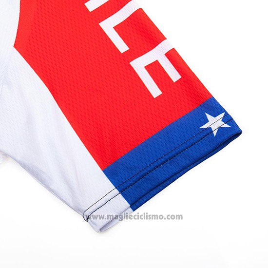 2019 Abbigliamento Ciclismo Chile Bianco Rosso Manica Corta e Salopette