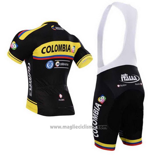 2015 Abbigliamento Ciclismo Colombia Nero e Giallo Manica Corta e Salopette