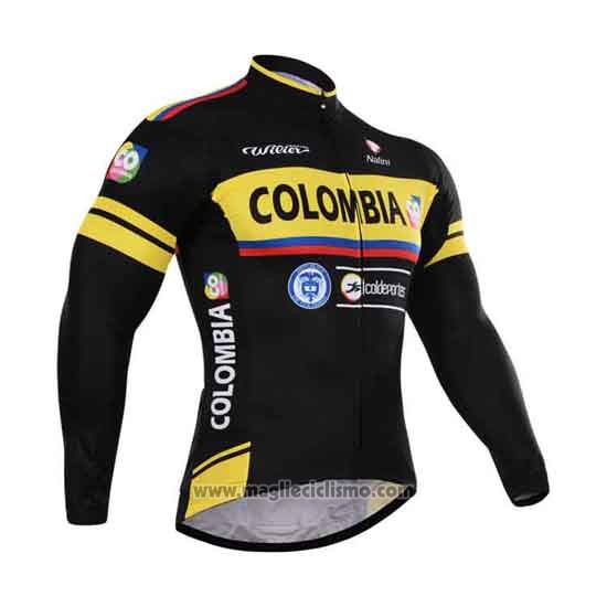 2015 Abbigliamento Ciclismo Colombia Nero e Giallo Manica Lunga e Salopette
