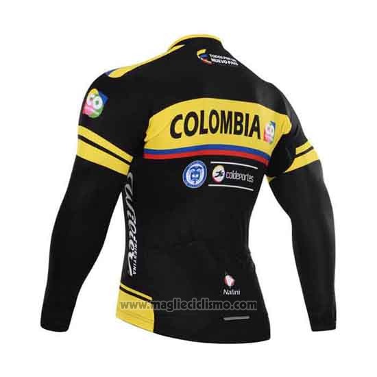 2015 Abbigliamento Ciclismo Colombia Nero e Giallo Manica Lunga e Salopette