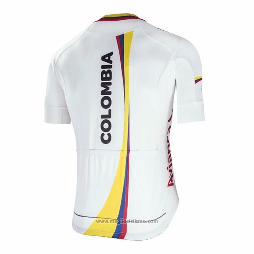 2017 Abbigliamento Ciclismo Colombia Bianco Manica Corta e Salopette
