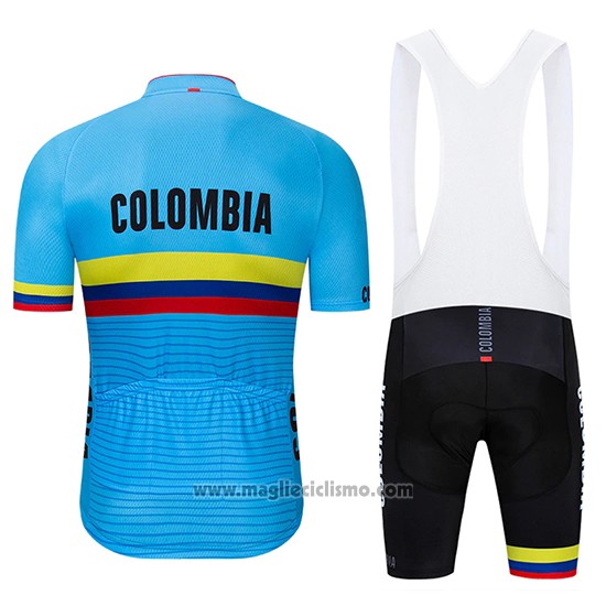 2019 Abbigliamento Ciclismo Colombia Blu Manica Corta e Salopette