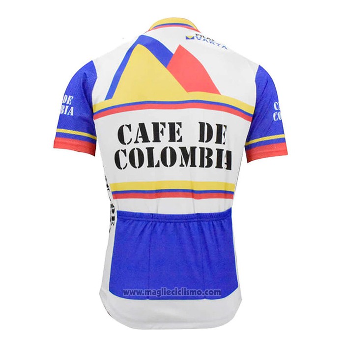 2021 Abbigliamento Ciclismo Colombia Bianco Blu Manica Corta e Salopette