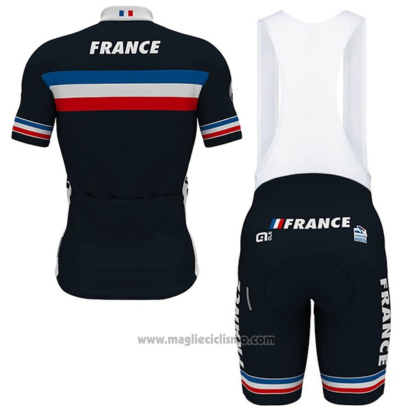 2017 Abbigliamento Ciclismo Francia Nero Manica Corta e Salopette