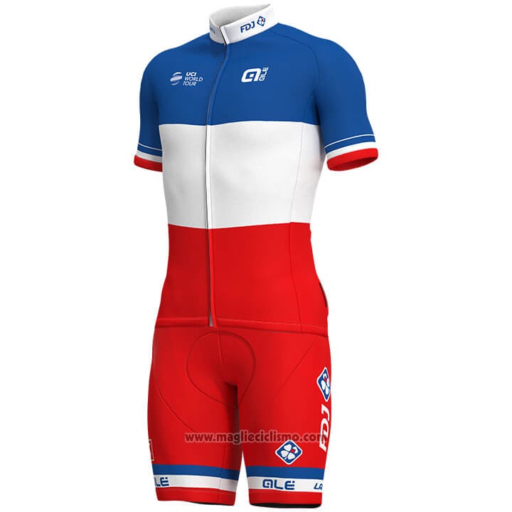 2018 Abbigliamento Ciclismo Francia Rosso Bianco Manica Corta e Salopette