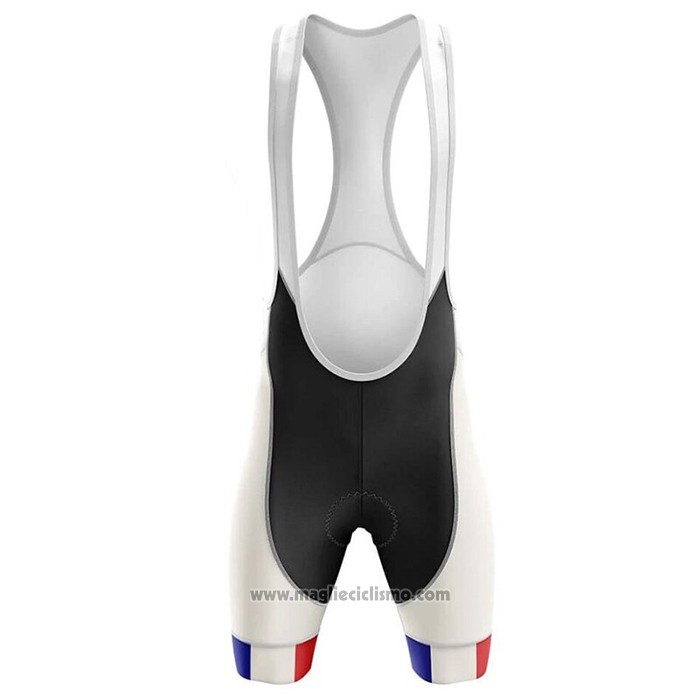 2020 Abbigliamento Ciclismo Campione Francia Bianco Manica Corta e Salopette