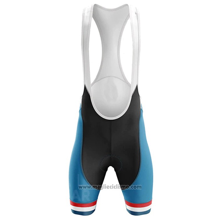 2020 Abbigliamento Ciclismo Campione Francia Celeste Bianco Rosso Manica Corta e Salopette