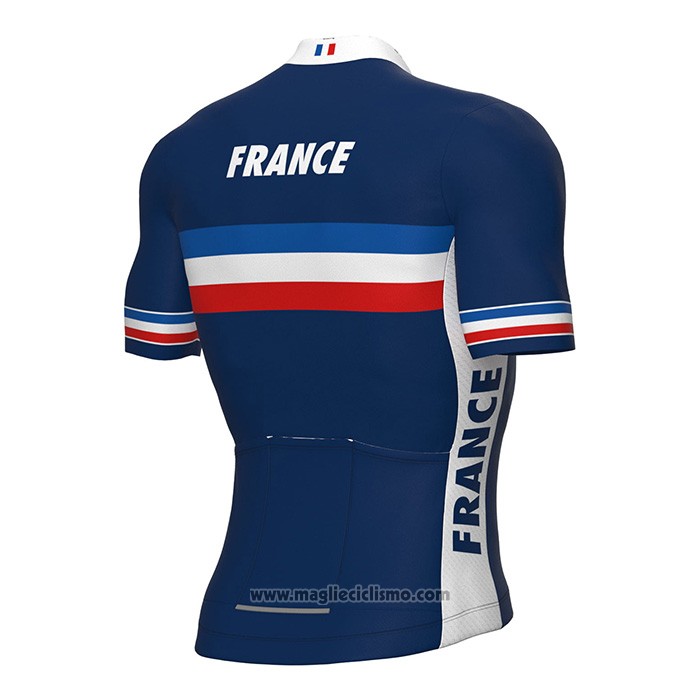 2022 Abbigliamento Ciclismo Francia Blu Manica Corta e Salopette