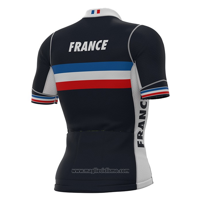 2022 Abbigliamento Ciclismo Francia Scuro Blu Manica Corta e Salopette