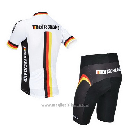 2013 Abbigliamento Ciclismo Germania Bianco e Nero Manica Corta e Salopette