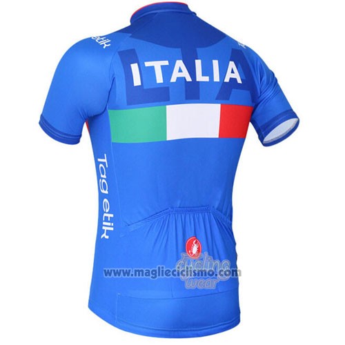 2016 Abbigliamento Ciclismo Italia Bianco e Blu Manica Corta e Salopette