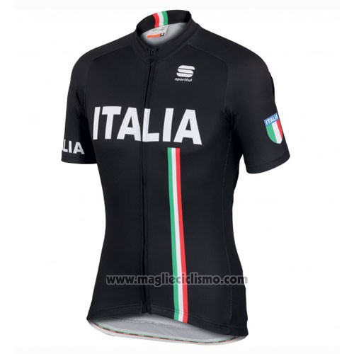 2016 Abbigliamento Ciclismo Italia Nero Manica Corta e Salopette