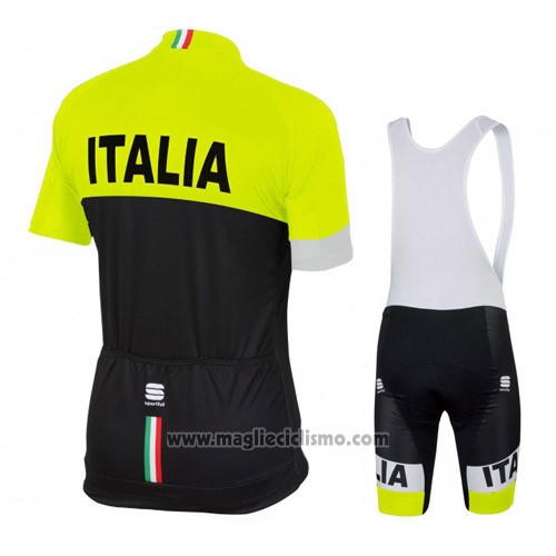 2016 Abbigliamento Ciclismo Italia Nero e Giallo Manica Corta e Salopette