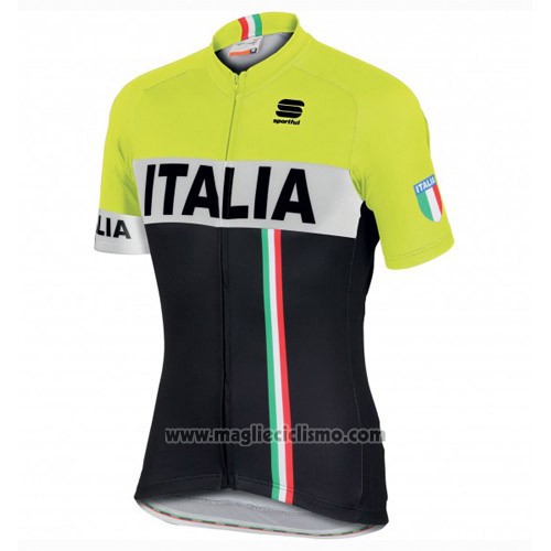 2016 Abbigliamento Ciclismo Italia Nero e Giallo Manica Corta e Salopette