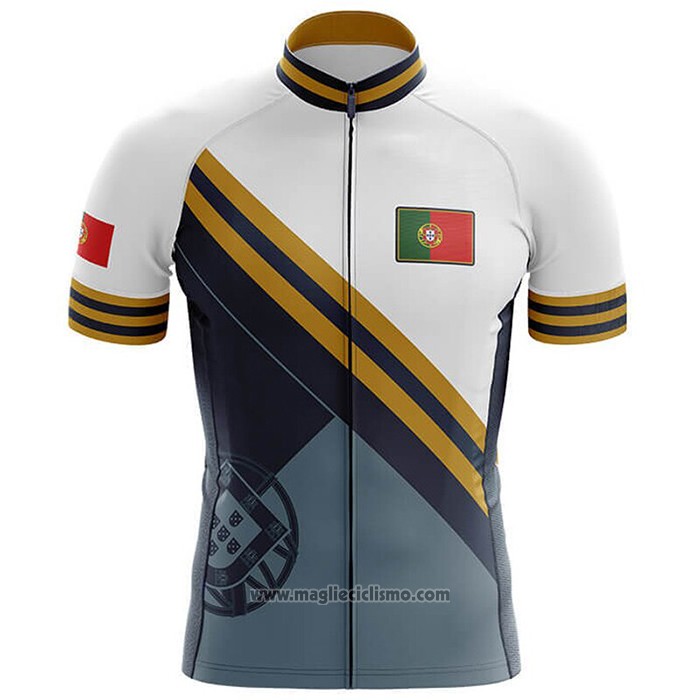 2020 Abbigliamento Ciclismo Campione Portugal Azzurro Giallo Manica Corta e Salopette