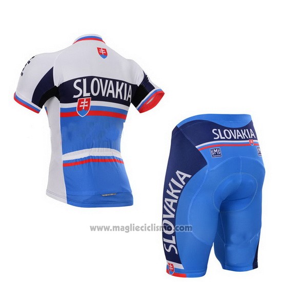 2013 Abbigliamento Ciclismo Slovacchia Bianco e Blu Manica Corta e Salopette